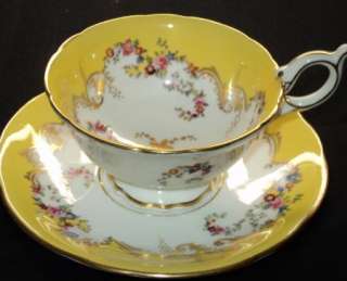 Coalport YELLOW GOLD FLORAL ANTIQUE Simply Tea cup and saucer  