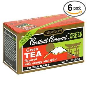 Bigelow Constant Comment Green Tea, 20 Count Boxes (Pack of 6)