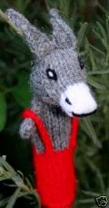 x1 DONKEY WITH RED OVERALLS FINGER PUPPET  