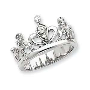  Sterling Silver CZ Crown Ring   Size 6   JewelryWeb 