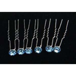  Blue Crystal Hair Pins (Pack of 6) Beauty