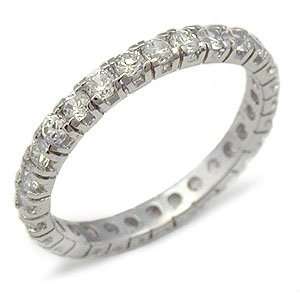 Cubic Zirconia Bands   Sterling Silver Easy to Match CZ Wedding Band 