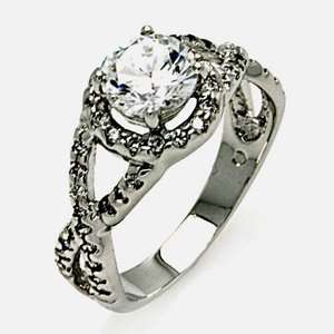  Sterling Silver Cubic Zirconia Engagement Ring 