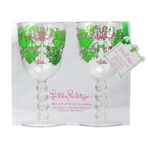 Lilly Pulitzer Acrylic Wine Glasses   Trouble Hibiscus  