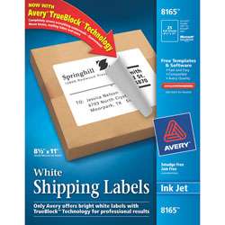 Avery White Full Sheet Labels for Inkjet Printers (8165  