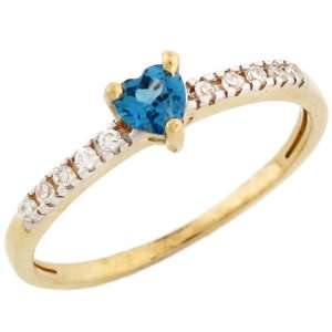   10k Gold December Birthstone Synthetic Blue Zircon Heart Ring Jewelry