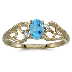   gold December Birthstone Oval Blue Topaz And Diamond Ring Jewelry