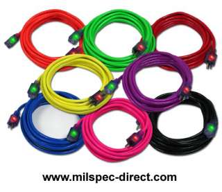 15Ft 14 Gauge Extension Cord 6 Neon Jacket Colors Cords 813769013323 