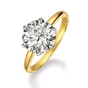 Certified 14k Yellow Gold Round Diamond Solitaire Ring (.70 cttw, E 