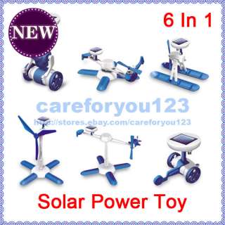 New 6In 1 Solar DIY Educational Kit Toy Helicoter Wheeler Windmill 