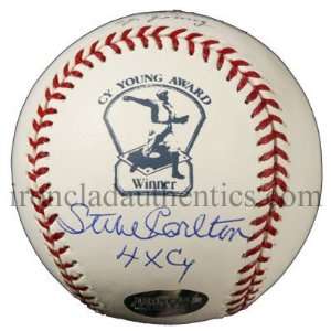 Steve Carlton Autographed Cy Young Baseball with 4 Cy Inscription
