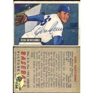 Don Newcombe Brooklyn Dodgers Signed 1951 Bowman Vintage Card # 6 Rare 