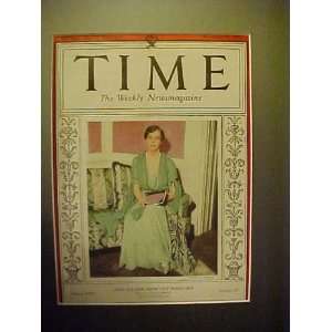 Eleanor Roosevelt November 20, 1933 Time Magazine Professionally 