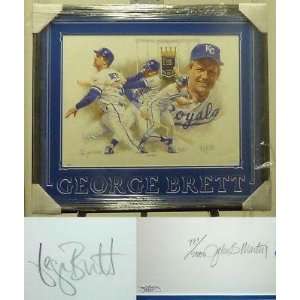 George Brett Signed Framed 18x24 KC Royals Art JSA COA   Autographed 