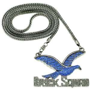 Gucci Mane Brick Squad Iced Out Pendant Necklace Blue Dove/Gunmetal