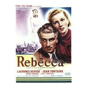  Rebecca, Laurence Olivier, Joan Fontaine on Belgian Poster 