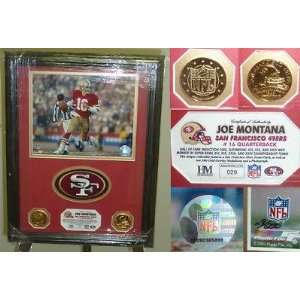 Joe Montana Framed Photo Coin Highland Mint Display HOF   Framed NFL 