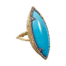 Cathy Waterman Turquoise & Diamond Branch Ring