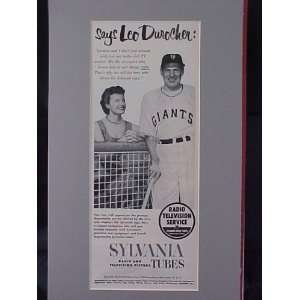 Leo Durocher New York Giants 1954 Sylvania Tubes Advertisement 