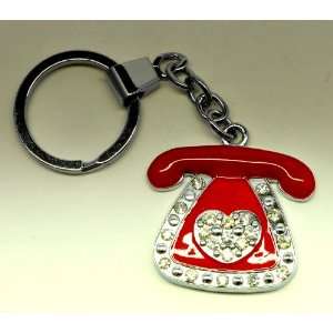  Ritzy Red Telephone Diamonds Key Chain