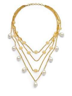 Isharya   Four Strand Daisy & Faux Pearl Necklace