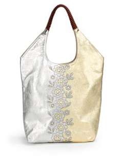 nada sawaya   Rima Floral Cutout Shoulder Bag/Silver Gold