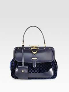 Gucci   Lady Stirrup Medium Velvet & Leather Top Handle Bag