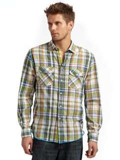 Arnold Zimberg   Plaid Sportshirt/Blue & Green