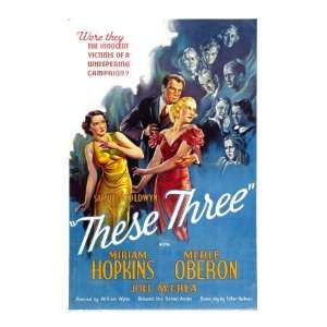 These Three, Merle Oberon, Joel Mccrea, Miriam Hopkins, 1936 Stretched 