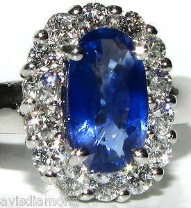  NATURAL SAPPHIRE DIAMONDS RING 14KT█ ELONGATED CLUSTER A+  