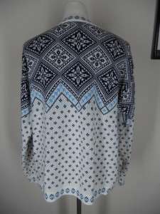 HANNA ANDERSSON Black White Blue Nordic Sweater L  