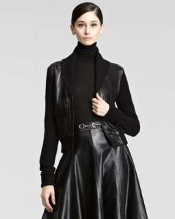 Knit Collar Leather Jacket, Turtleneck Sweater & Veronica A Line 