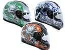 Motorcycle Helmet Dual Visor PGR Yellow Black Skull L  
