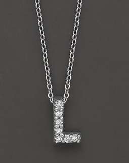 Roberto Coin 18K White Gold Love Letter L Initial Pendant Necklace 