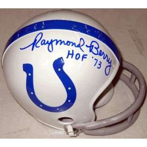 Raymond Berry Signed Mini Helmet   2Bar HOF73   Autographed NFL Mini 