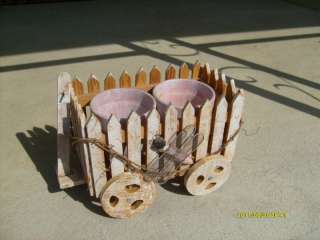   Wagon Planter with 2 Pots. Picket Fence Sides. .  