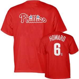 Ryan Howard Red Majestic Name and Number Philadelphia Phillies T Shirt