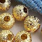 100 X Gold Tone Frosted Metal Beads Spacers Finding 4mm HOT  