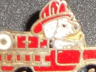 Fire Truck Mini Dalmatian Vintage Enamel Pin Badge Hat  