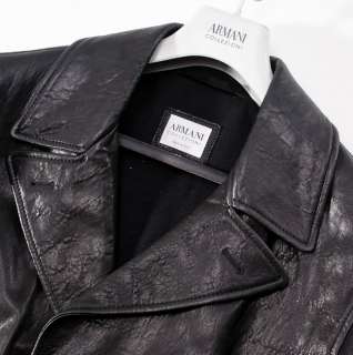  COLLEZIONI LUXURY Detailed Black Leather Jacket 50/M Medium  
