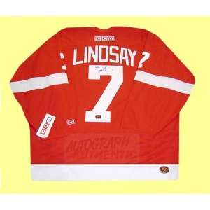  Autographed Ted Lindsay Detroit Red Wings Jersey (Red 