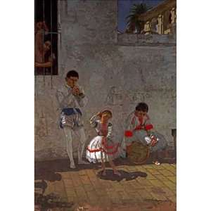  Street Scene In Seville by Thomas Eakins 14.88X22.00. Art 