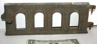   Cast Iron wood Stove Door Antique make? 7SD flowers hinge Furnace old