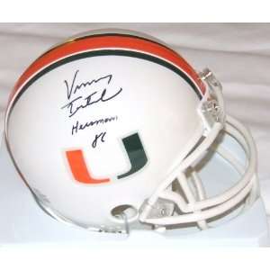 Vinny Testaverde Autographed Replica University of Miami Mini Helmet
