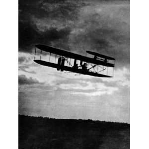  Wilbur Wright and Assistant Flying Early Airplane 
