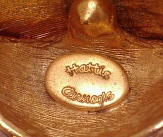 Vintage Brooch Pin Haittie Carnegie Gold Fish Jade  
