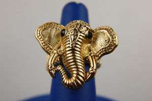 Gold Plated Elephant Stretch Ring. 1 size fits most.#36  