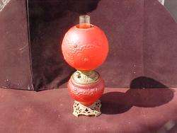 VICTORIAN RED SATIN EMBOSSED GONE with the WIND LAMP EXCELLENT  