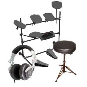  Pyle Electronic Drum set, Stool and DJ Headphones Package 