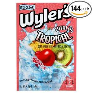 Wylers Unsweetened Drink Mix, Totally Tropical, 0.15 Ounce Packets 